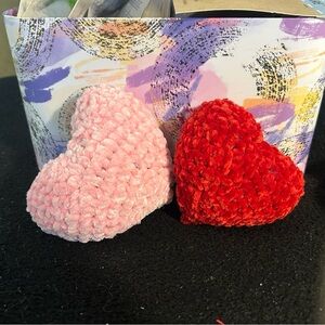 Heart-Shaped Plush Accents - Pink and Red